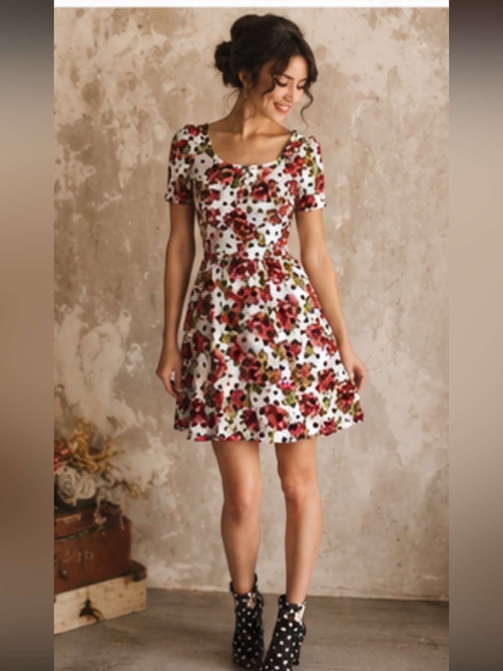 Romeo & Juliet princess Polly polka dots flowers dress size XS